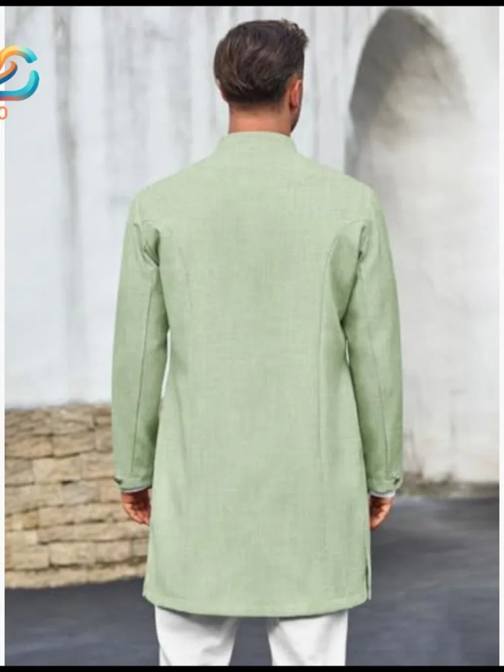 Men's Kurta Coat Mandarin Collar Ethnic Attire Wedding Party Casual